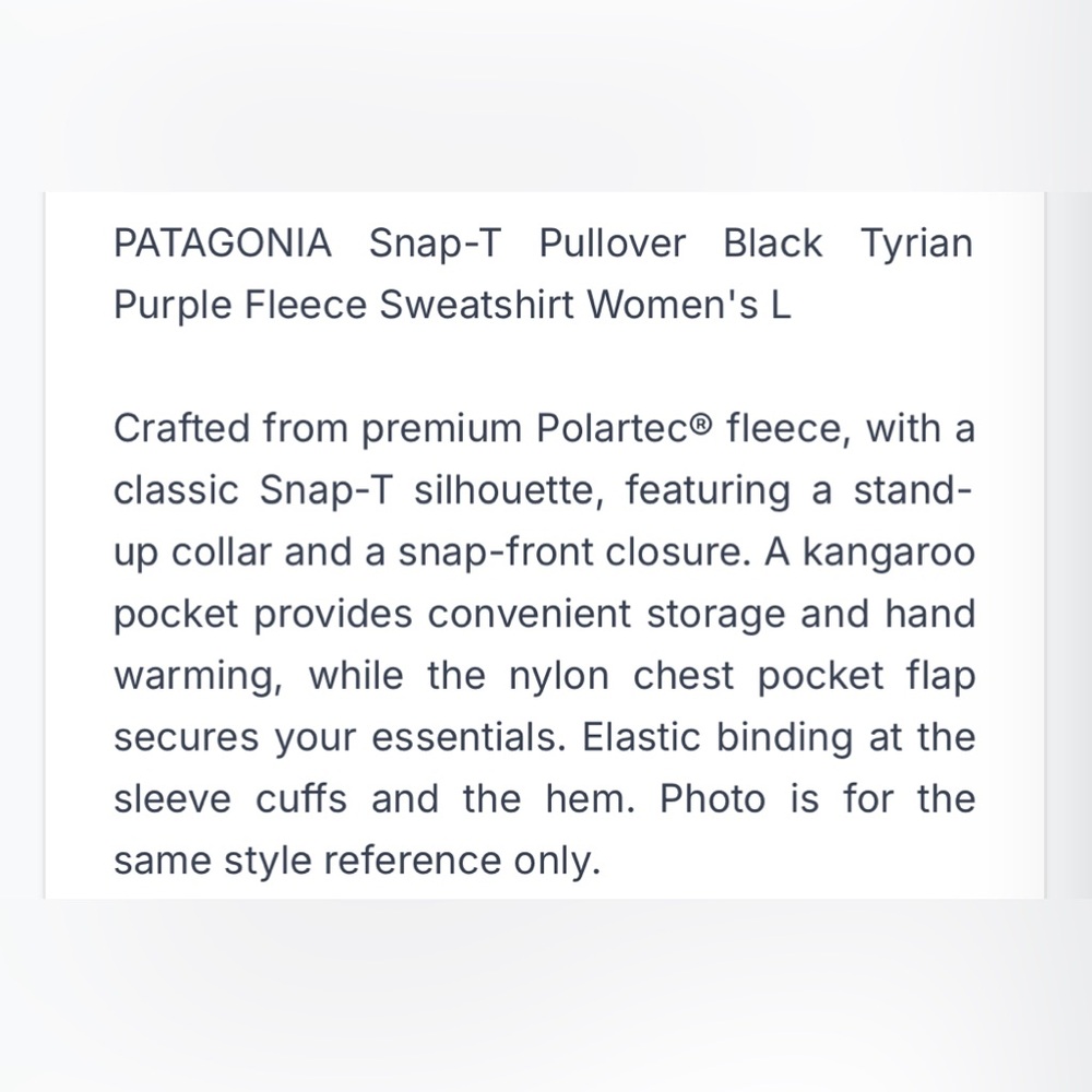 PATAGONIA ReTool Black/Tyrian Snap -T Women’s Fleece Pullover Medium - Picture 10 of 11